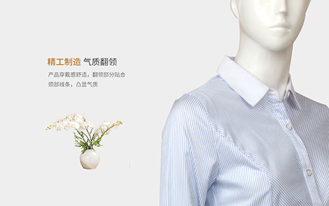 梅州白領(lǐng)藍(lán)色對(duì)斜條棉質(zhì)女士長(zhǎng)袖襯衫